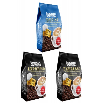 Summo 1 Adet Decaf ve 2 Adet Espresso 108’li Avantaj Paketi (36X3 Paket) Senseo Pads Kahve Summo 1 Adet Decaf ve 2 Adet Espresso 108’li Avantaj Paketi (36X3 Paket) Senseo Pads Kahve