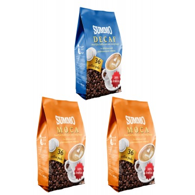 Summo 1 Adet Decaf ve 2 Adet Moca 108’li Avantaj Paketi (36X3 Paket) Senseo Pads Kahve 