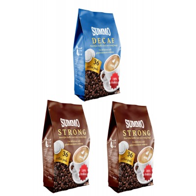 Summo 1 Adet Decaf ve 2 Adet Strong 108’li Avantaj Paketi (36X3 Paket) Senseo Pads Kahve 