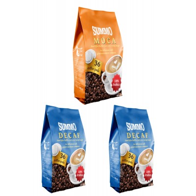 Summo 1 Adet Moca ve 2 Adet Decaf 108’li Avantaj Paketi (36X3 Paket) Senseo Pad Kahve Summo 1 Adet Moca ve 2 Adet Decaf 108’li Avantaj Paketi (36X3 Paket) Senseo Pad Kahve